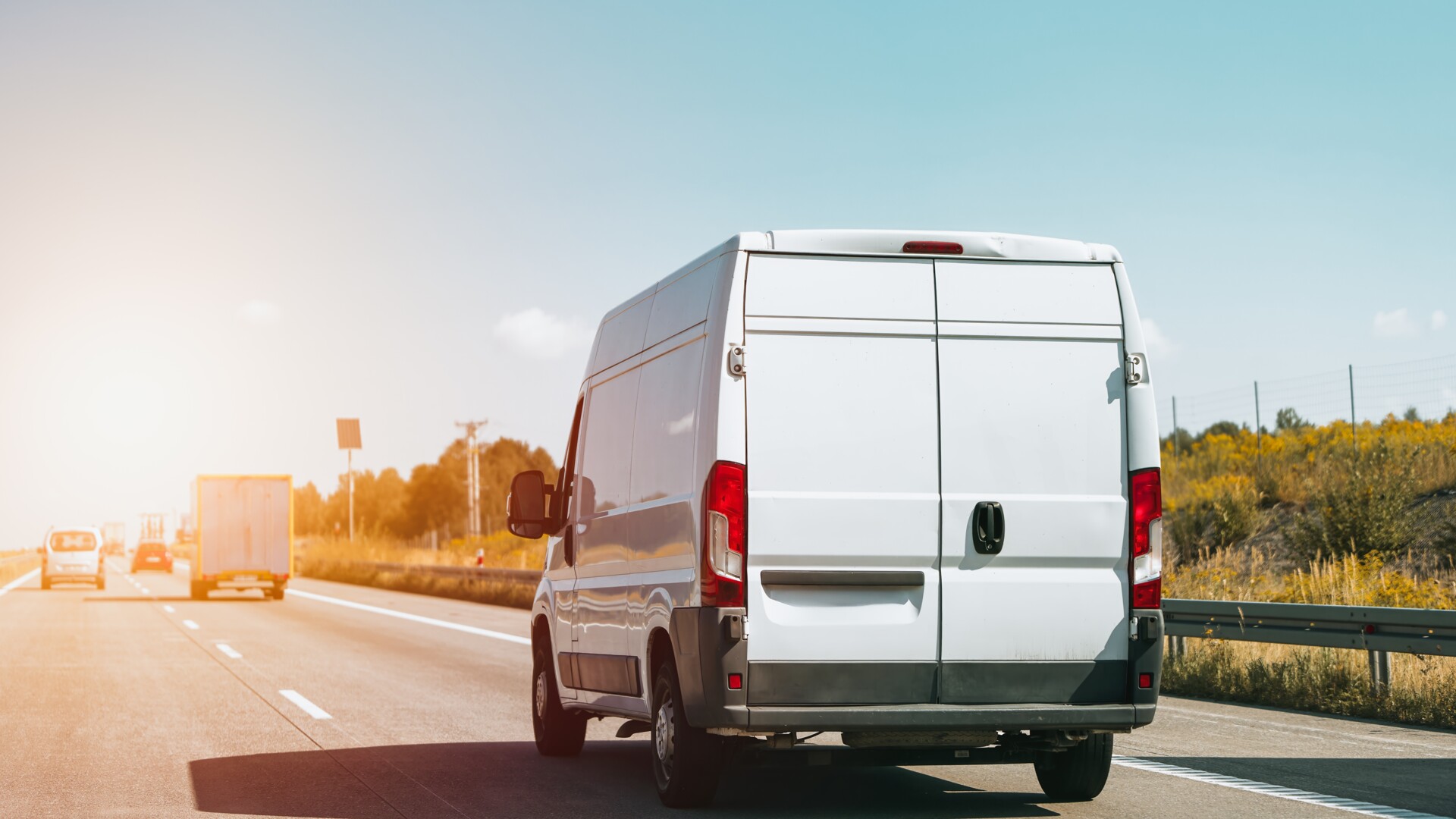 Cargo van traveling on a highway
