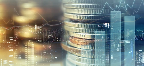 A stunning high-rise skyscraper in a bustling metropolis, showcasing modern engineering and design. This commercial building serves as headquarters for a prominent company in the city.