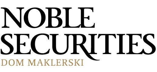 Бізнесмен та юрист обговорюють цінні папери в компанії Noble Dom Maklerski. Польськомовна бізнес-зустріч у компанії Noble Securities.