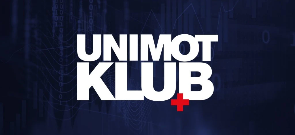 A colorful logo for UNIMOT KLUB 10 advertising graphics.