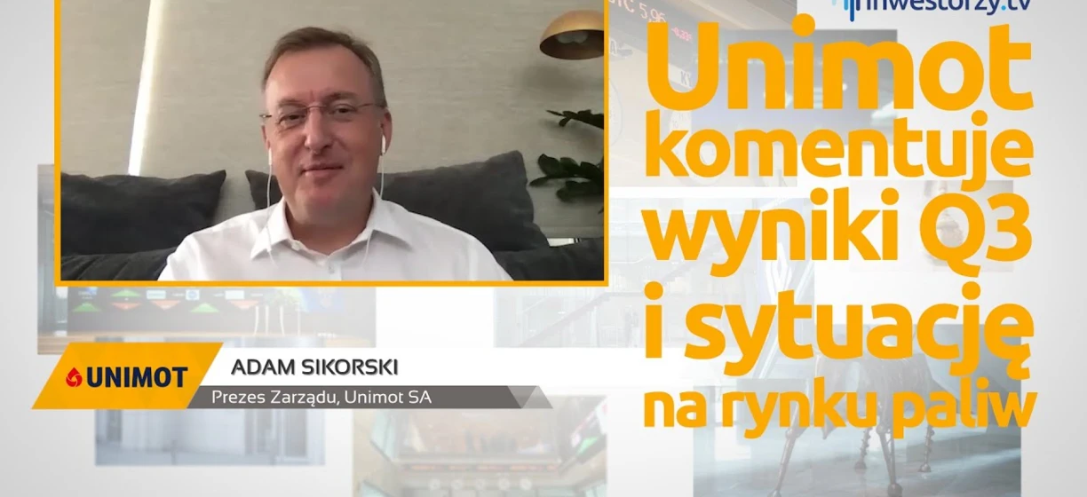Obraz Adama Sikorskiego, dyrektora generalnego Unimot SA, omawiającego wyniki za III kwartał i sytuację na rynku paliw w Londynie.