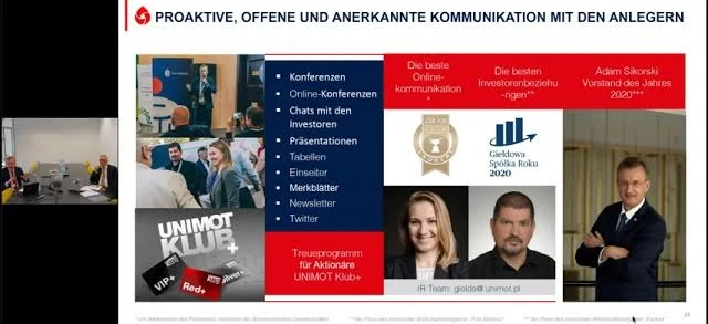 Pracownik umysłowy prezentujący strony internetowe do reklamy i współpracy podczas konferencji online oraz rozmów z inwestorami. Proaktywna i otwarta komunikacja z inwestorami dla najlepszego zarządzania firmą oraz strategii multimedialnych. Słowa kluczowe: Technologia, Praca, Biznesmen, Zarządzanie, Multimedia, Komunikacja.