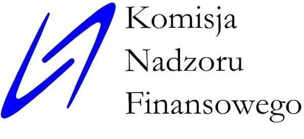Title: "Graphics and font representing Polish financial authority Komisja Nadzoru Finansowego (KNF)"
Alt-text: "Image featuring the logo of KNF, the Polish Financial Supervision Authority, with a unique font and graphics."