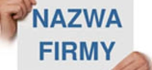 A white background with bold text in Polish saying "NAZWA FIRMY" meaning company name. Clean minimalist design for a professional look.