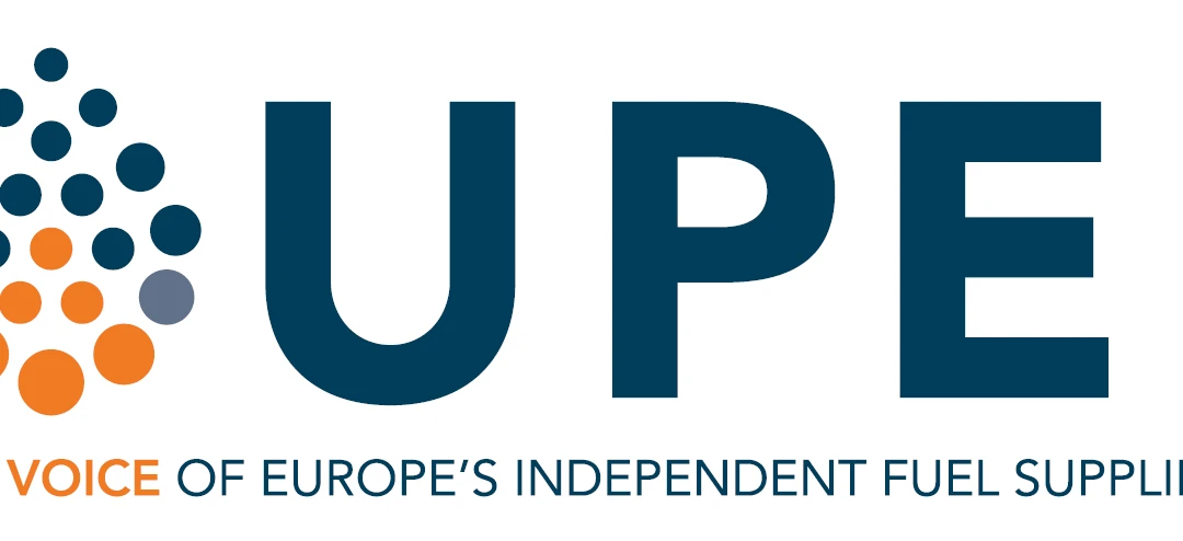"Graphic design logo for UPEI, the voice of Europe's independent fuel suppliers, showcasing sleek font and multimedia advertising design."