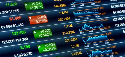 Data analysis of technology trends showing numbers ranging from 20.850 to 119.10 with various increases and decreases in percentages, reaching a total of 105.07M by 16:00.
