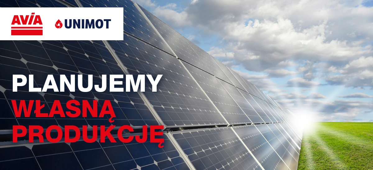 A hybrid renewable energy system featuring solar panels, wind turbines, and a solar thermal collector. AVİA UNIMOT is planning its own production.