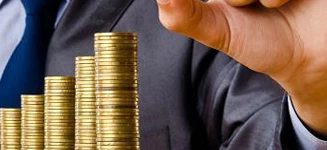 A businessperson counting dollar bills and coins, managing money efficiently. Saving money and handling currency with care.
