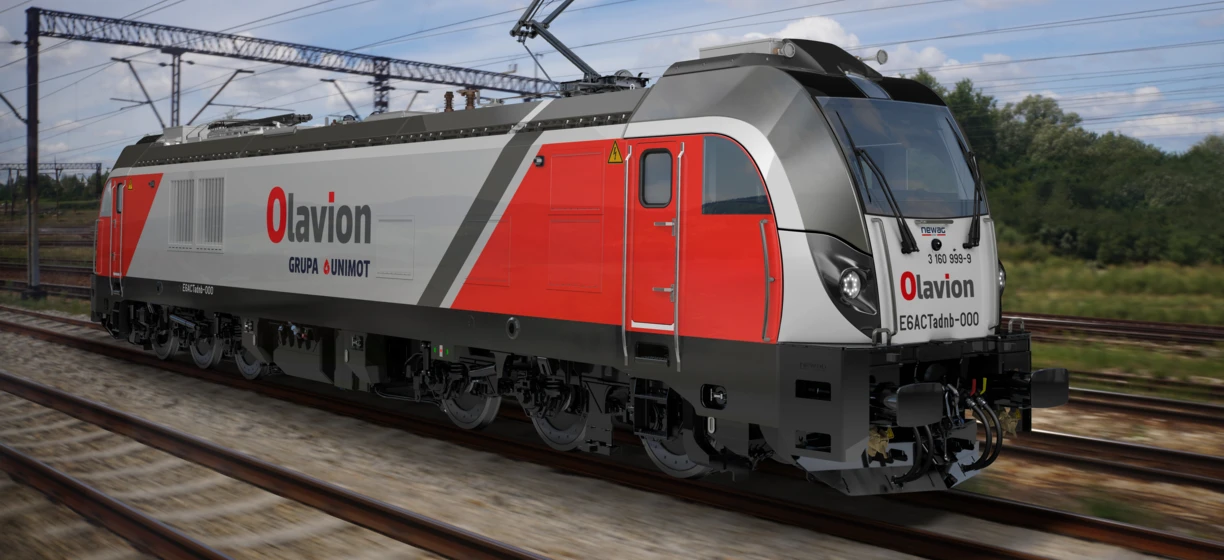 Electric locomotive on a railway track with a windscreen wiper, part of public transport network. EBACTadb-000 by Olavion.