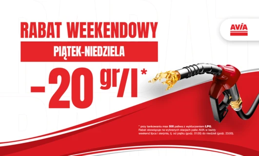 PROMOCJA WAKACYJNA Rabat Weekendowy -20gr/l
