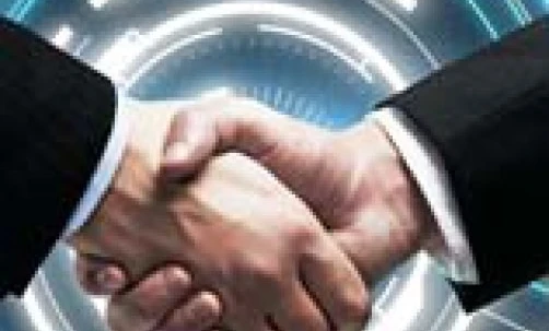 A symbolic handshake between two hands, representing collaboration and management in the field of graphic design.