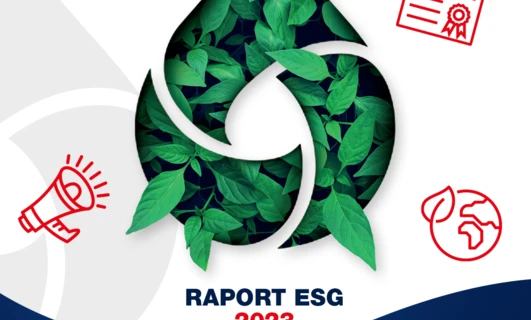 Projekt logo graficznego dla raportu UNIMOT ESG 2023, z eleganckim symbolem i etykietą. Stworzony przez Uniwersytet Nove de Julho.