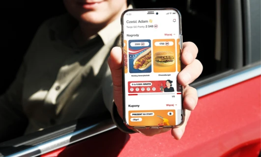 Alt-text: A vibrant image showing a mobile phone displaying a message in Polish with keywords such as "Orange", "4:20", "Food", and "Communication Device".