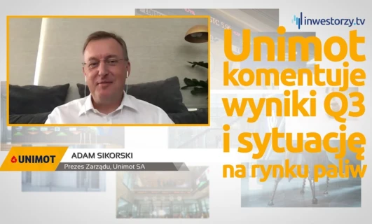 Obraz Adama Sikorskiego, dyrektora generalnego Unimot SA, omawiającego wyniki za III kwartał i sytuację na rynku paliw w Londynie.