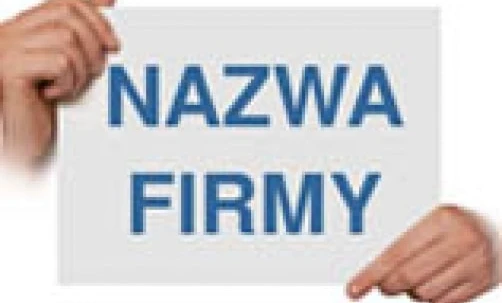 A white background with bold text in Polish saying "NAZWA FIRMY" meaning company name. Clean minimalist design for a professional look.