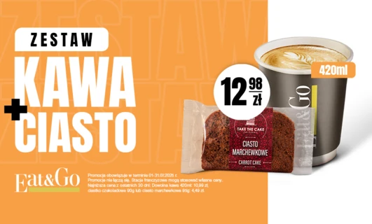 Zestaw kawa z ciastem za 12,98 zł