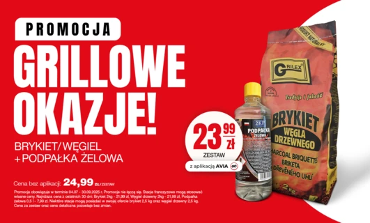 WĘGIEL/BRYKIET + PODPAŁKA ŻELOWA za 24,99 zł z aplikacją AVIA GO 23,99 zł