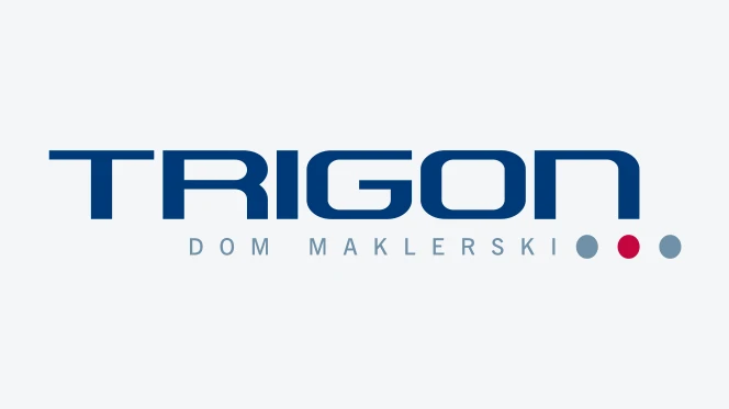 Eleganckie biuro z wyraźnie wyświetlonymi słowami "TRIGON DOM MAKLERSKI". Odzwierciedla profesjonalizm i wyrafinowanie.
